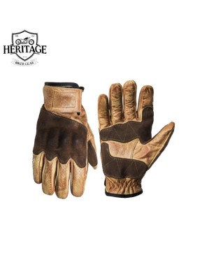 Heritage Black Leather Biker Gloves