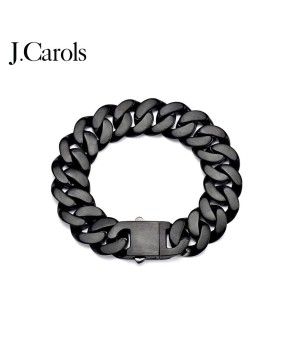 Black & Stainless Steel Cuban Link Bracelet