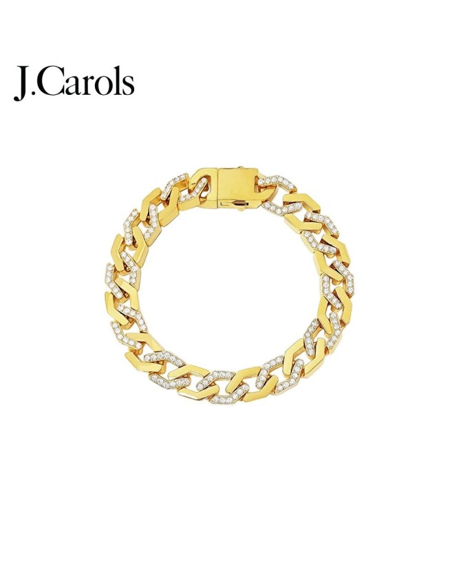 Gold Angular Cuban Link Bracelet