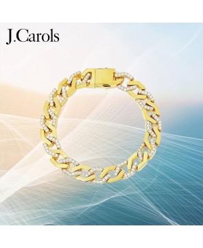 Gold Angular Cuban Link Bracelet