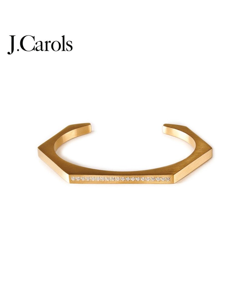 Gold Edge Pave Hexagon Bangle