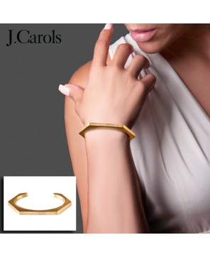 Gold Edge Pave Hexagon Bangle