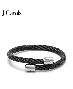 Black Cable Bangle Bracelet