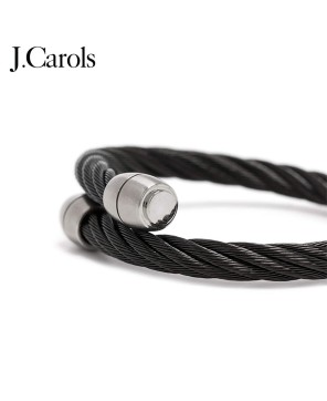 Black Cable Bangle Bracelet