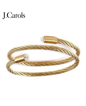 Double Wrapped Gold Bangle Bracelet