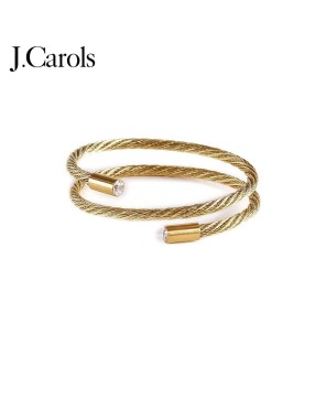 Double Wrapped Gold Bangle Bracelet