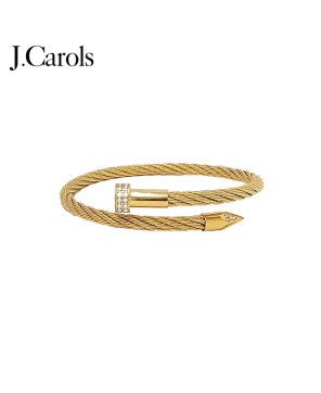 Gold Pavé Pointe Cable Bangle