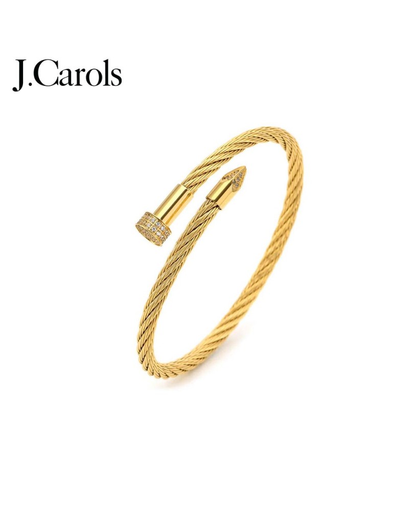 Gold Pavé Pointe Cable Bangle