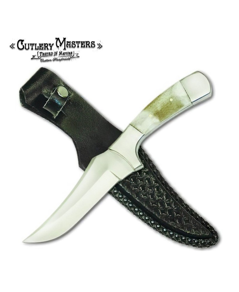 Bone Ridge Point Hunter Knife - Aged Bone Handle