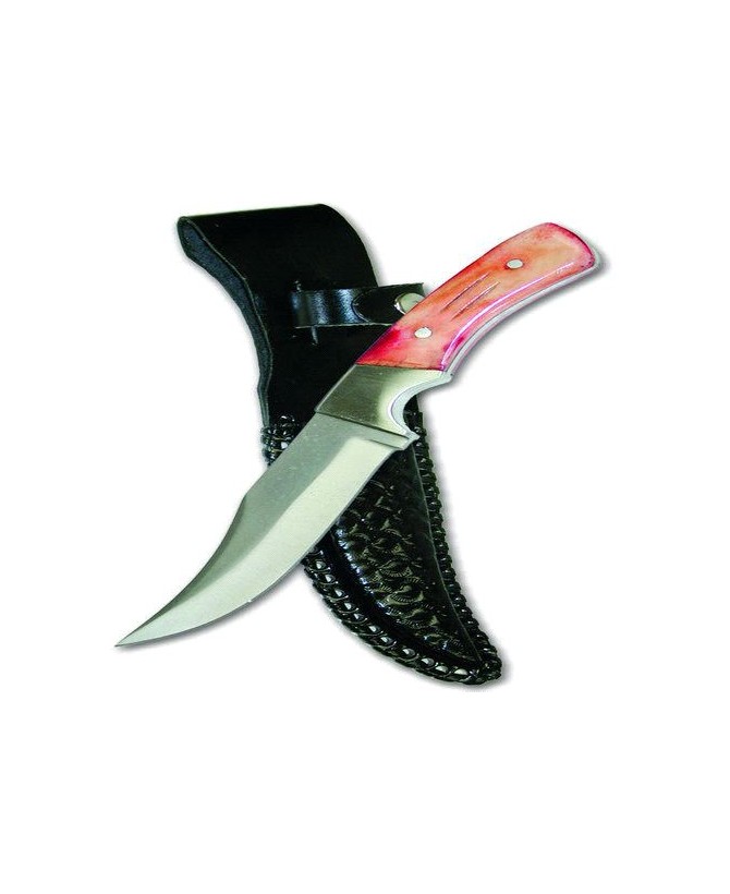 Hunting Knife Fixed Blade Red Bone Handle