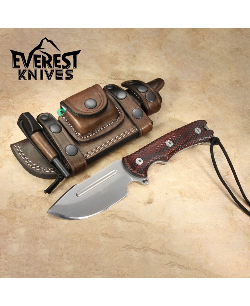 Everest Knives® Survival Knife: Stainless Steel, Wood Handle