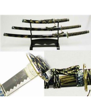 Stingray Skin Gold Flame Swords Set