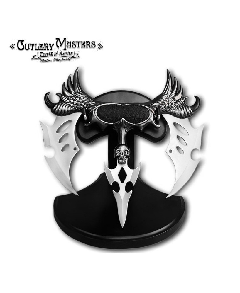 Triple Blade Raven Skull Fang: Stainless Steel