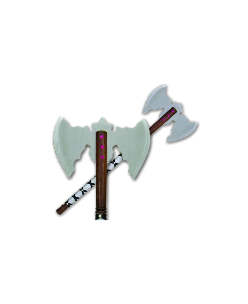 Three Jewel Stainless Steel Double Axe - Collector's Masterpiece