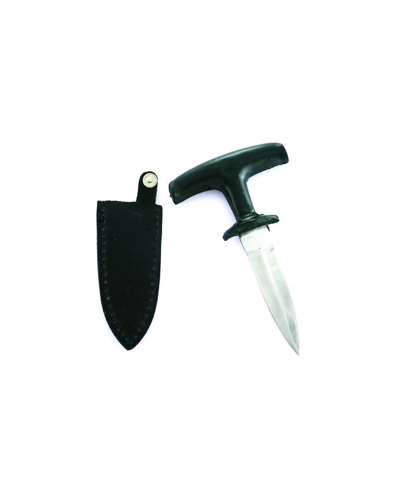 Black Handle Push Dagger Knife with Stainless Steel Blade