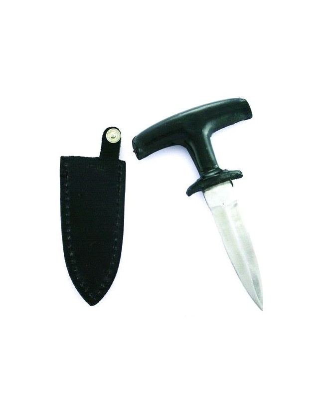 Black Handle Push Dagger Knife with Stainless Steel Blade