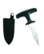 Black Handle Push Dagger Knife with Stainless Steel Blade