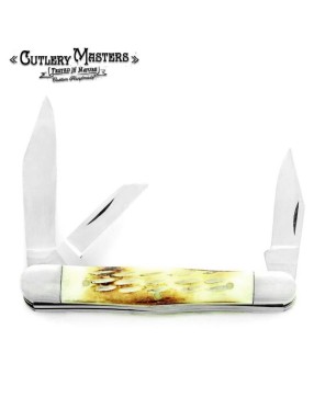 3 Blade Stainless Steel Pocket Knife with Bone Handle