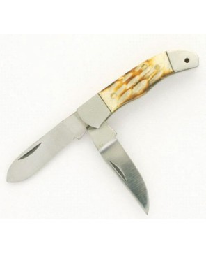 Two-Blade Little Bill Folder Knife - Bone Handle