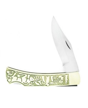 Brass Pocket Knife - Inlay Design Masterpiece