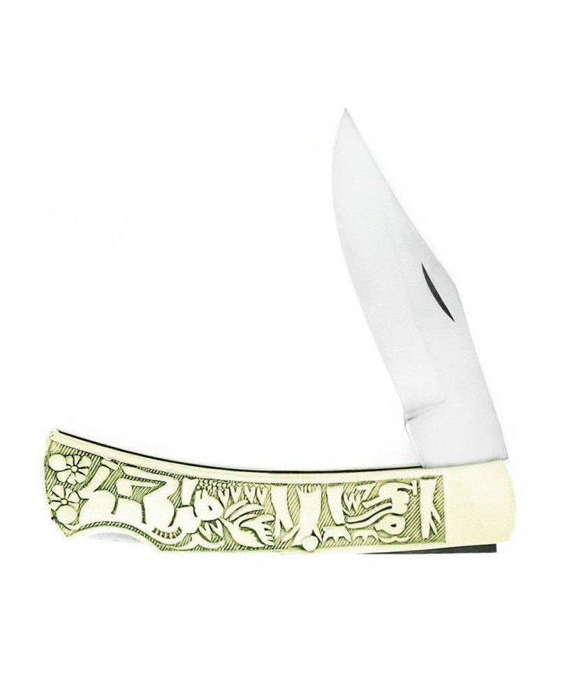 Brass Pocket Knife - Inlay Design Masterpiece