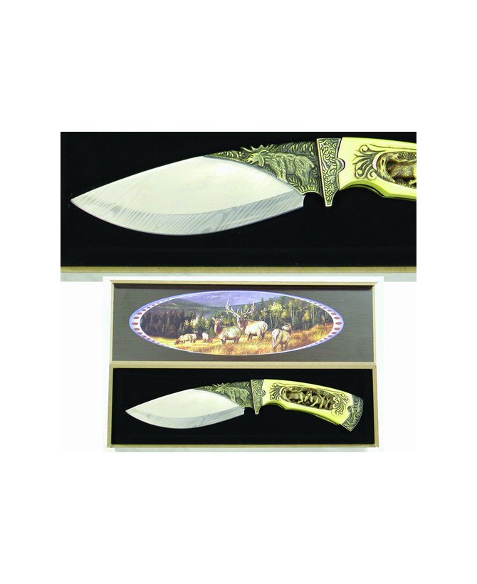 Wilderness Spirit Deer Knife - Etched Blade Masterpiece