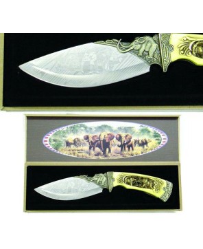 Etched Blade Elephant Knife - Collector's Item