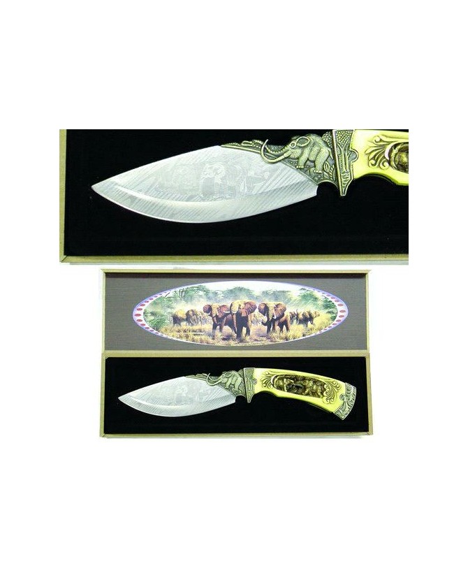 Etched Blade Elephant Knife - Collector's Item