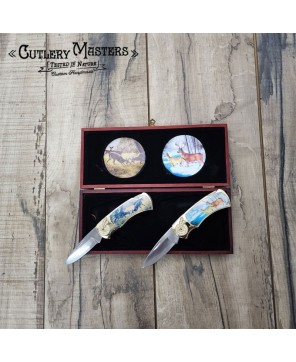 Design Inlay Deer Box Knife Set: Collector's Edition