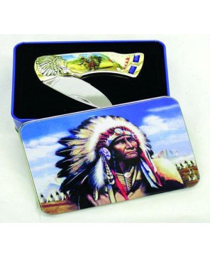 Exquisite 2 Jewel Chief Design Inlay Box Knife