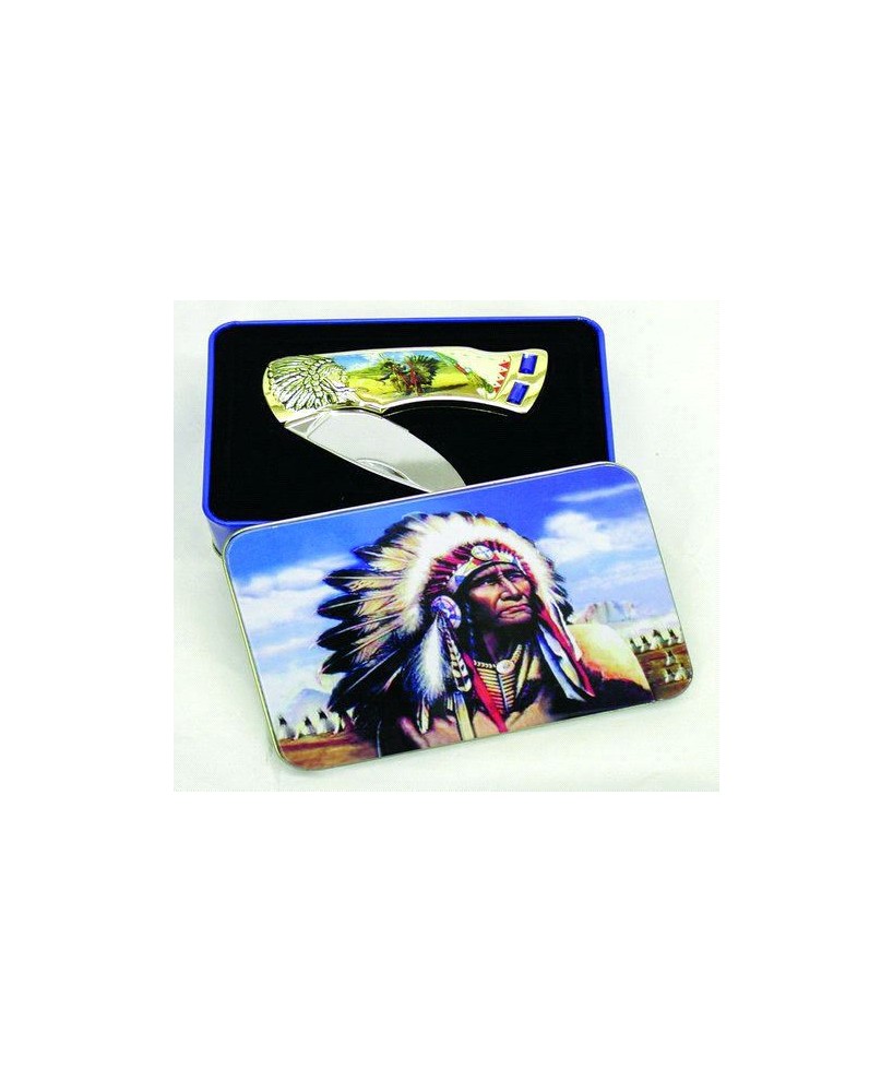 Exquisite 2 Jewel Chief Design Inlay Box Knife