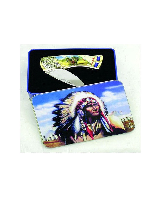 Exquisite 2 Jewel Chief Design Inlay Box Knife