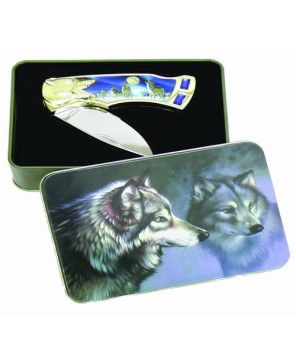 Crying Wolf Designed Pocket Knife