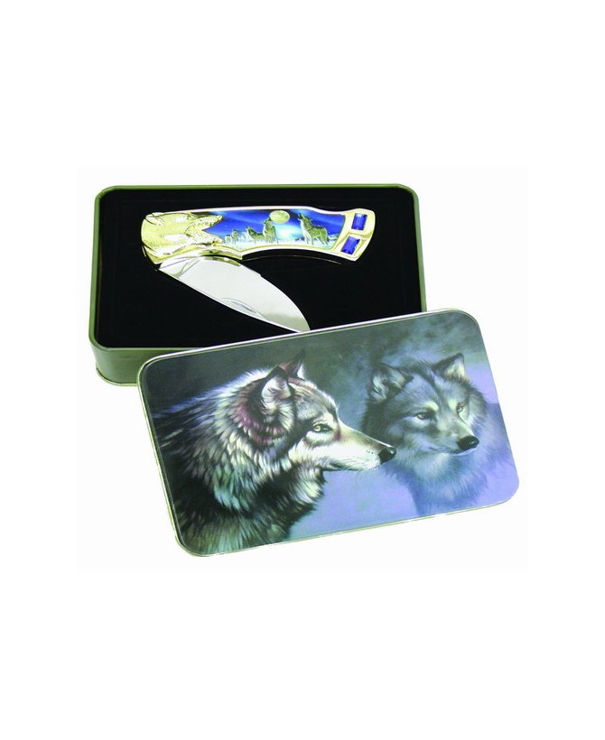 Crying Wolf Designed Pocket Knife