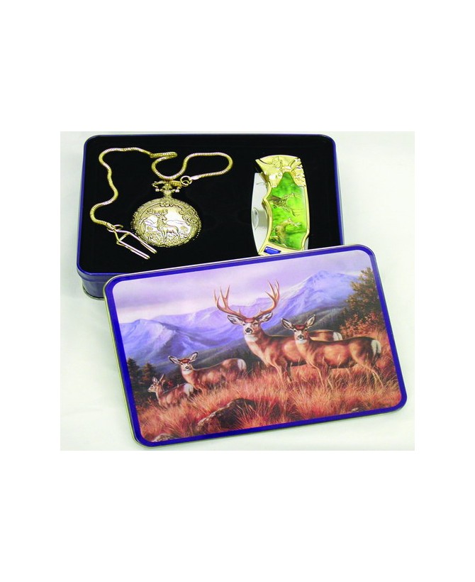 2 Jewel Whitetail Pocket Knife with Watch
