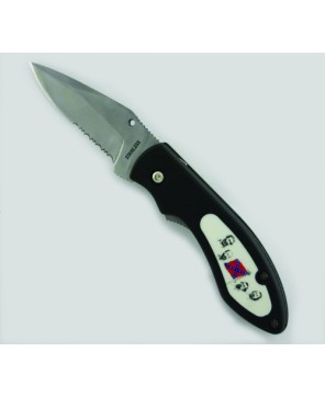 Black Handle Confederate Folder Knife - Stainless Steel