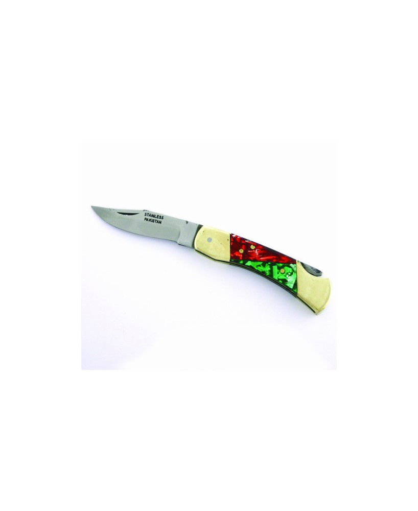 Glitter Stainless Steel Lockback Knife - 3" Two Tone Blade