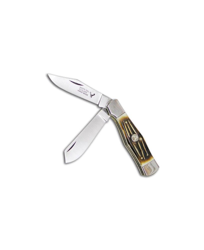 White Tail Coke Bottle Style 2 Bladed Bone Handle - Collector's Editio