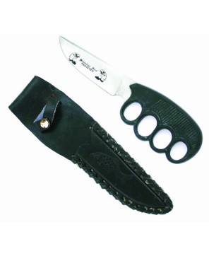 Black Finger Grip Stainless Steel Hunting Knife