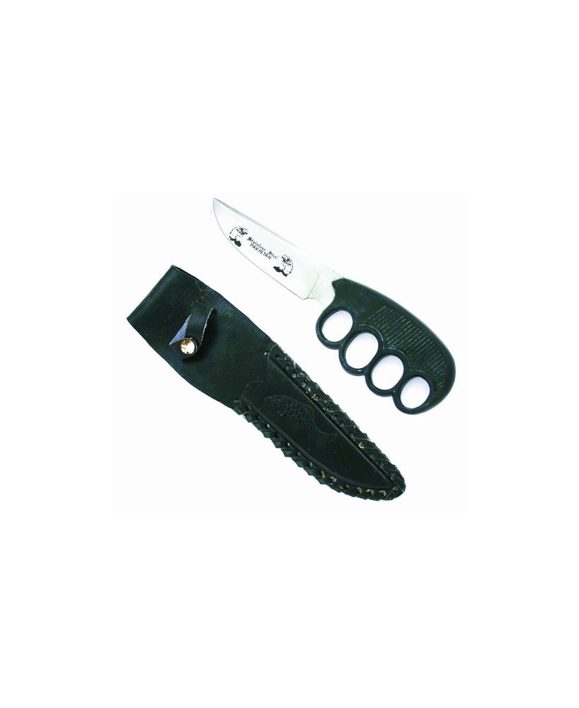 Black Finger Grip Stainless Steel Hunting Knife