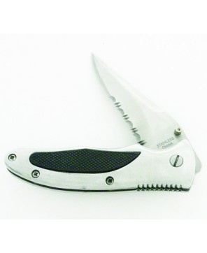 4-Inch Serrated Lockback Pocket Knife - Stainless Steel Blade & Metal