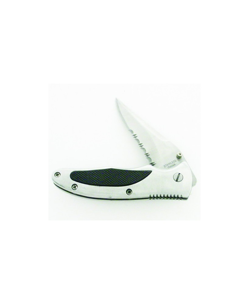 4-Inch Serrated Lockback Pocket Knife - Stainless Steel Blade & Metal