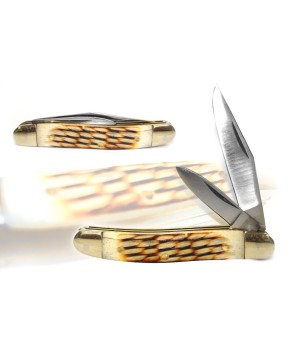 High-Quality Worm Grove Bone Handle Pocket Knife - Durable & Elegant