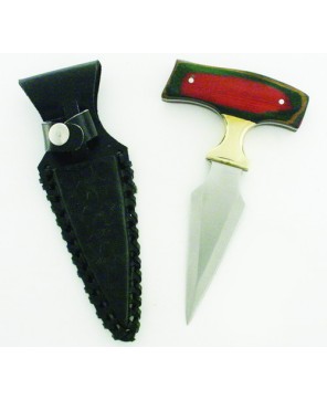 Stunning Colorwood Push Dagger - Leather Scabbard