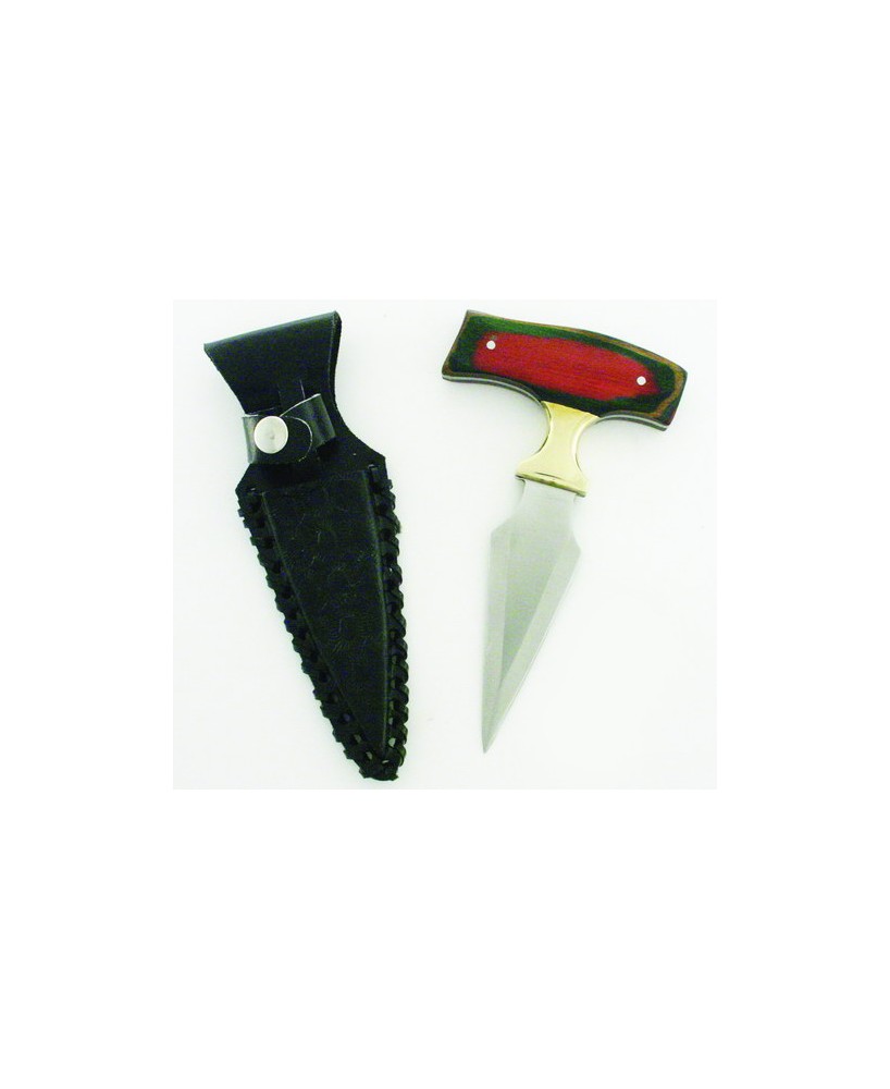 Stunning Colorwood Push Dagger - Leather Scabbard