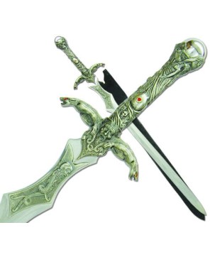 Enchanting Wizards Red Ruby Crystal Ball Sword