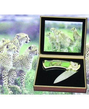 Glamorous Cheetah Family Folding Knife - Stainless Steel