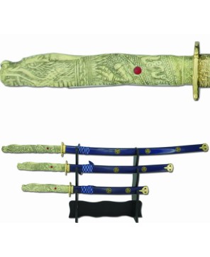 Highlander Sword Set | 3-Piece Heavy Clover Leaf Collection