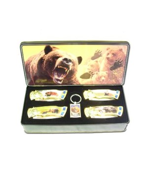 Grizzly Bear 4 Piece Tin Box