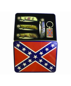 4 Piece Confederate Flag Tin w/keychain